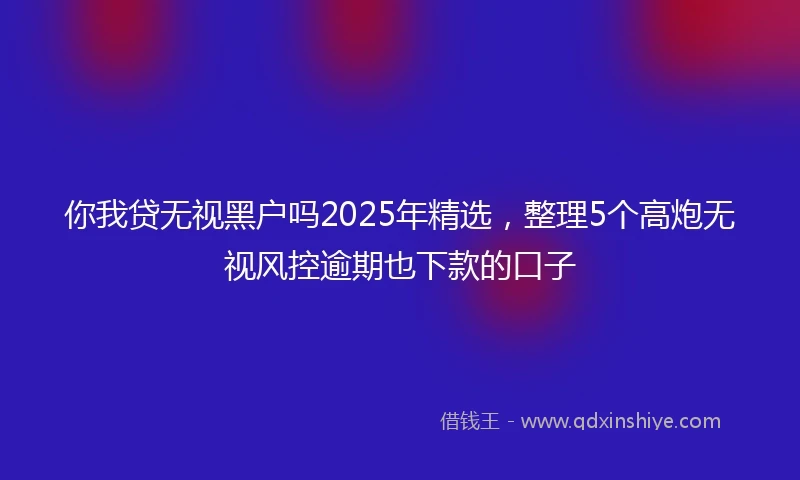 你我贷无视黑户吗2025年精选，整理5个高炮无视风控逾期也下款的口子