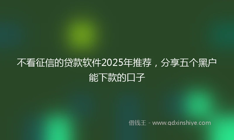 不看征信的贷款软件2025年推荐，分享五个黑户能下款的口子