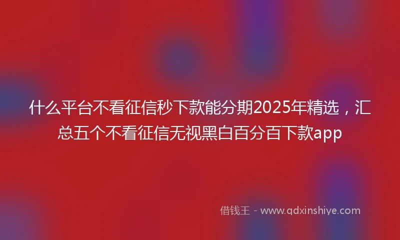 什么平台不看征信秒下款能分期2025年精选，汇总五个不看征信无视黑白百分百下款app