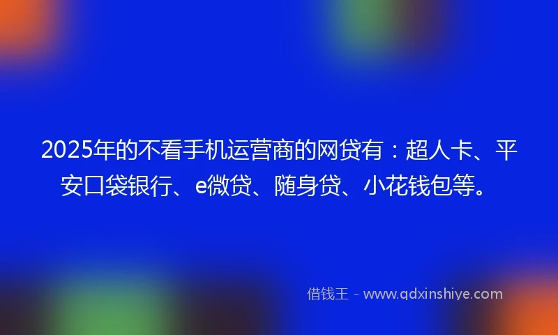 2025年的不看手机运营商的网贷有：超人卡、平安口袋银行、e微贷、随身贷、小花钱包等。