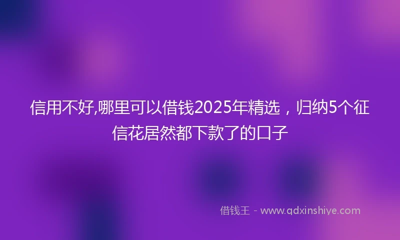 信用不好,哪里可以借钱2025年精选，归纳5个征信花居然都下款了的口子