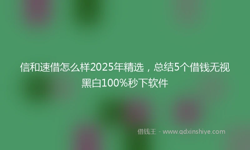 信和速借怎么样2025年精选，总结5个借钱无视黑白100%秒下软件