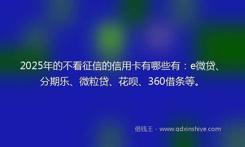 2025年的不看征信的信用卡有哪些有：e微贷、分期乐、微粒贷、花呗、360借条等。