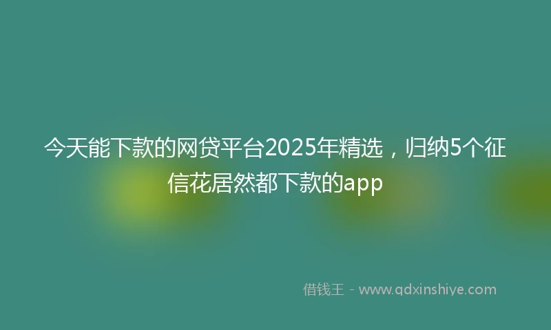 今天能下款的网贷平台2025年精选，归纳5个征信花居然都下款的app