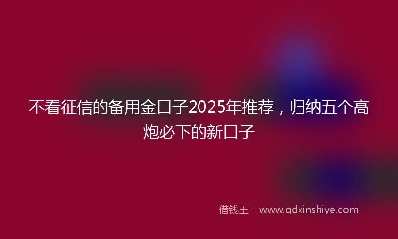 不看征信的备用金口子2025年推荐，归纳五个高炮必下的新口子