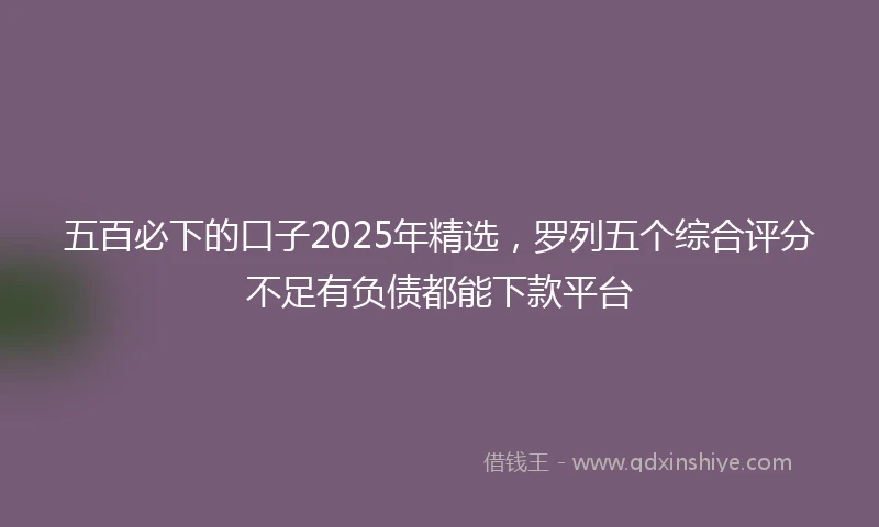 五百必下的口子2025年精选，罗列五个综合评分不足有负债都能下款平台