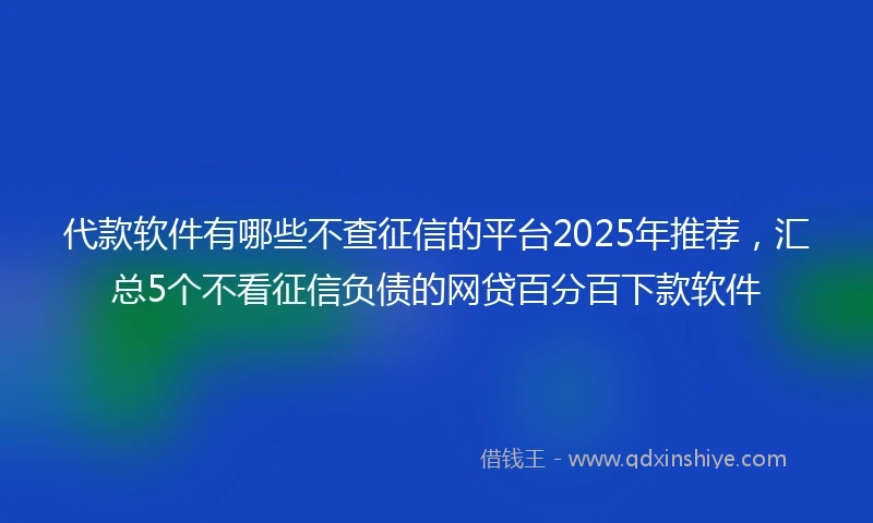代款软件有哪些不查征信的平台2025年推荐，汇总5个不看征信负债的网贷百分百下款软件