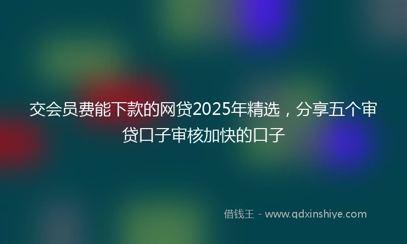 交会员费能下款的网贷2025年精选，分享五个审贷口子审核加快的口子