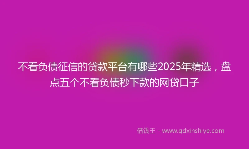 不看负债征信的贷款平台有哪些2025年精选，盘点五个不看负债秒下款的网贷口子