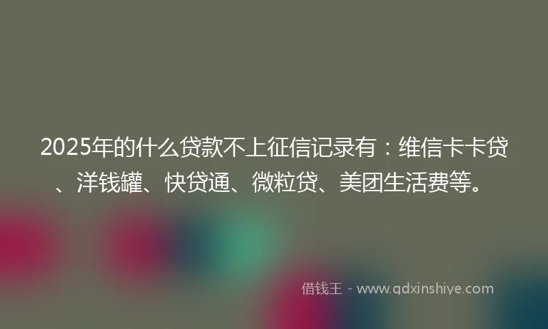 2025年的什么贷款不上征信记录有：维信卡卡贷、洋钱罐、快贷通、微粒贷、美团生活费等。