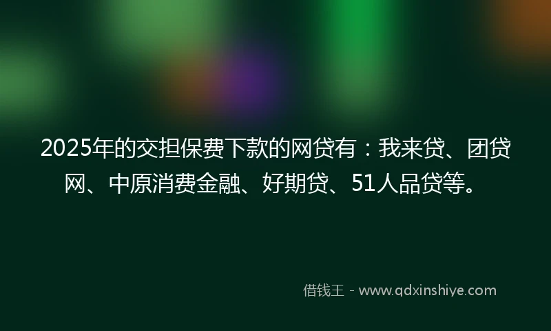 2025年的交担保费下款的网贷有：我来贷、团贷网、中原消费金融、好期贷、51人品贷等。