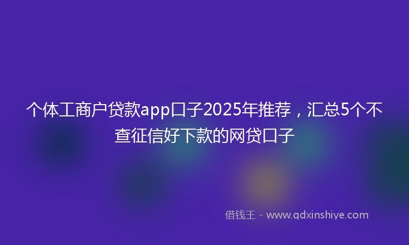 个体工商户贷款app口子2025年推荐，汇总5个不查征信好下款的网贷口子