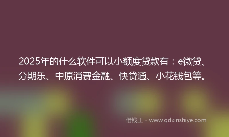 2025年的什么软件可以小额度贷款有：e微贷、分期乐、中原消费金融、快贷通、小花钱包等。