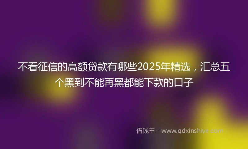 不看征信的高额贷款有哪些2025年精选，汇总五个黑到不能再黑都能下款的口子