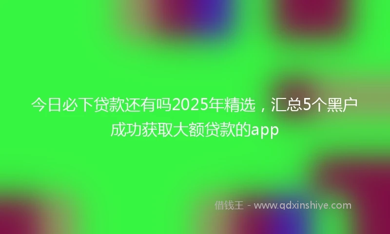 今日必下贷款还有吗2025年精选，汇总5个黑户成功获取大额贷款的app