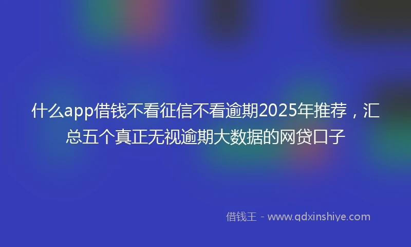 什么app借钱不看征信不看逾期2025年推荐，汇总五个真正无视逾期大数据的网贷口子