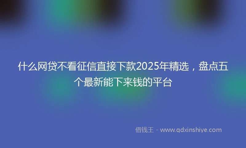 什么网贷不看征信直接下款2025年精选，盘点五个最新能下来钱的平台