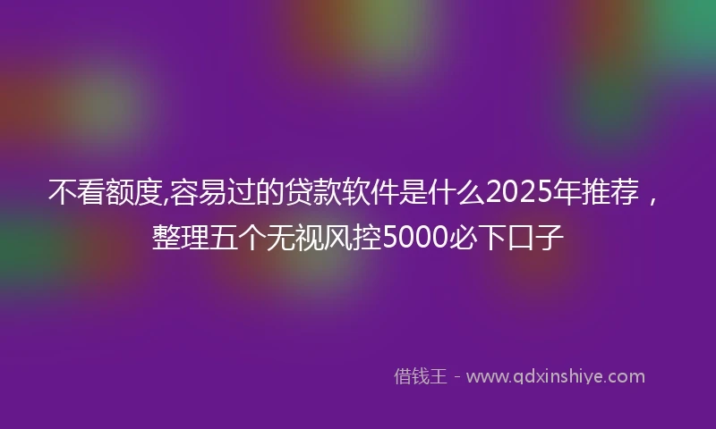 不看额度,容易过的贷款软件是什么2025年推荐，整理五个无视风控5000必下口子