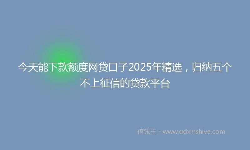 今天能下款额度网贷口子2025年精选，归纳五个不上征信的贷款平台