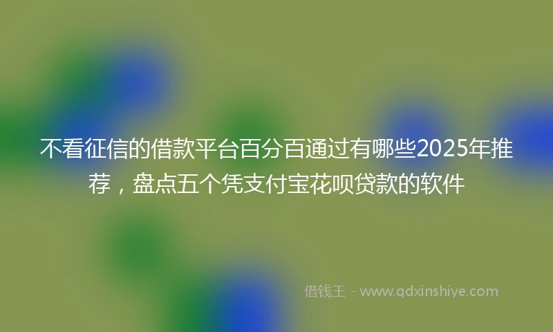 不看征信的借款平台百分百通过有哪些2025年推荐，盘点五个凭支付宝花呗贷款的软件