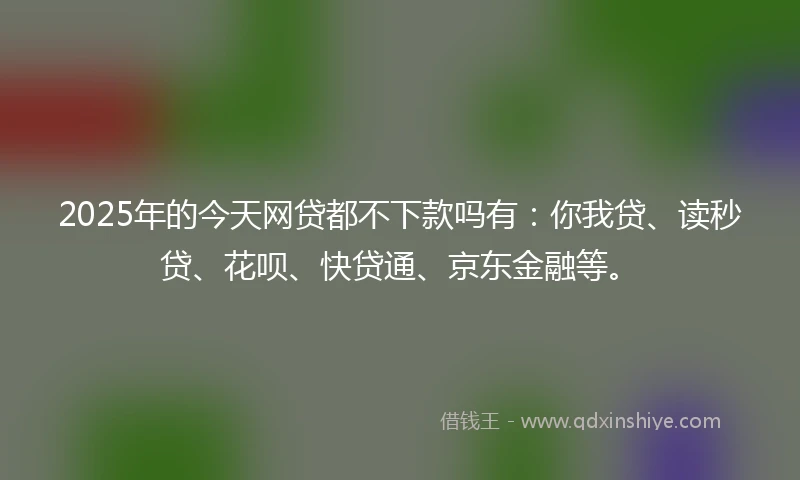 2025年的今天网贷都不下款吗有：你我贷、读秒贷、花呗、快贷通、京东金融等。