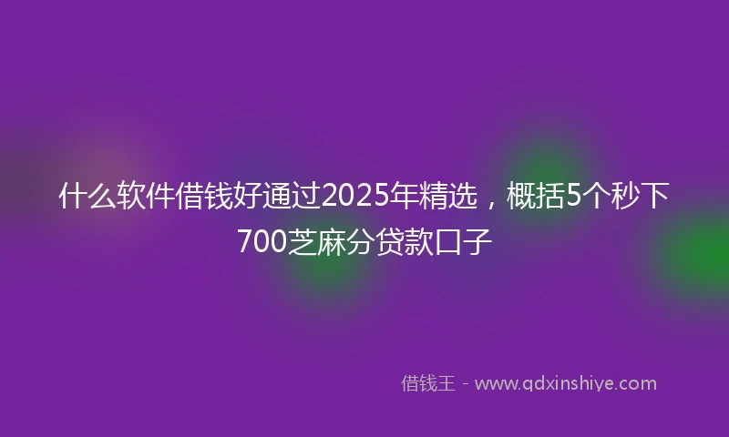 什么软件借钱好通过2025年精选，概括5个秒下700芝麻分贷款口子