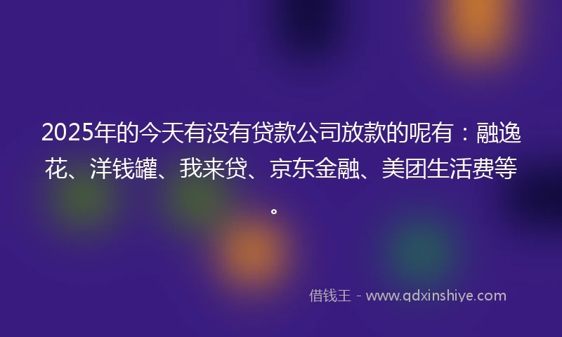 2025年的今天有没有贷款公司放款的呢有：融逸花、洋钱罐、我来贷、京东金融、美团生活费等。