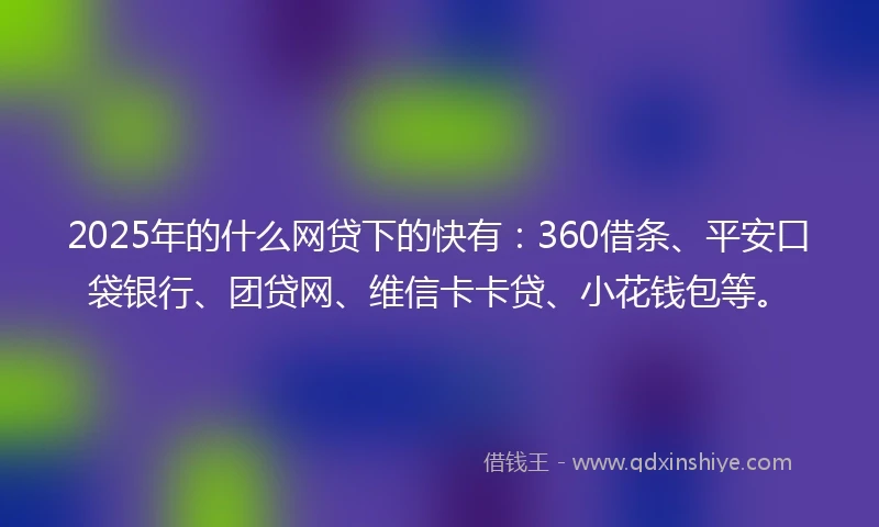2025年的什么网贷下的快有：360借条、平安口袋银行、团贷网、维信卡卡贷、小花钱包等。