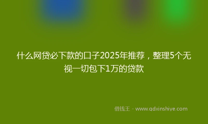 什么网贷必下款的口子2025年推荐，整理5个无视一切包下1万的贷款
