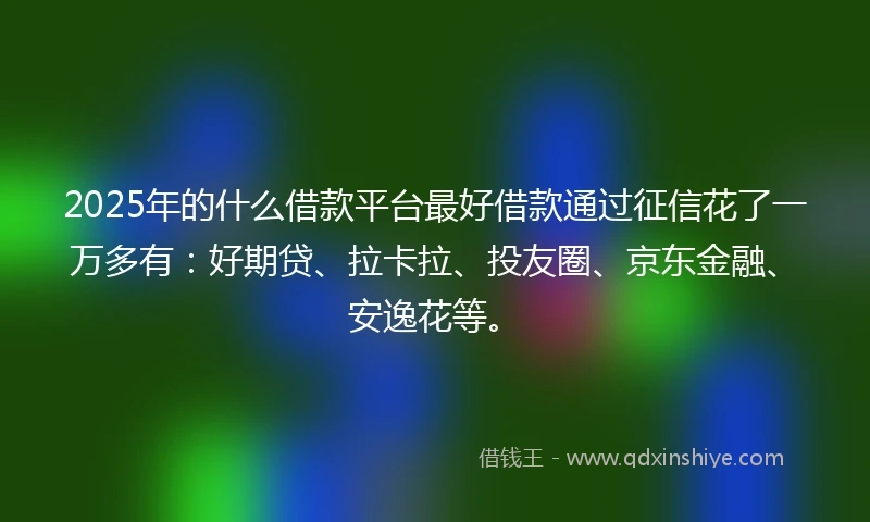 2025年的什么借款平台最好借款通过征信花了一万多有：好期贷、拉卡拉、投友圈、京东金融、安逸花等。