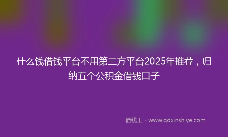什么钱借钱平台不用第三方平台2025年推荐，归纳五个公积金借钱口子