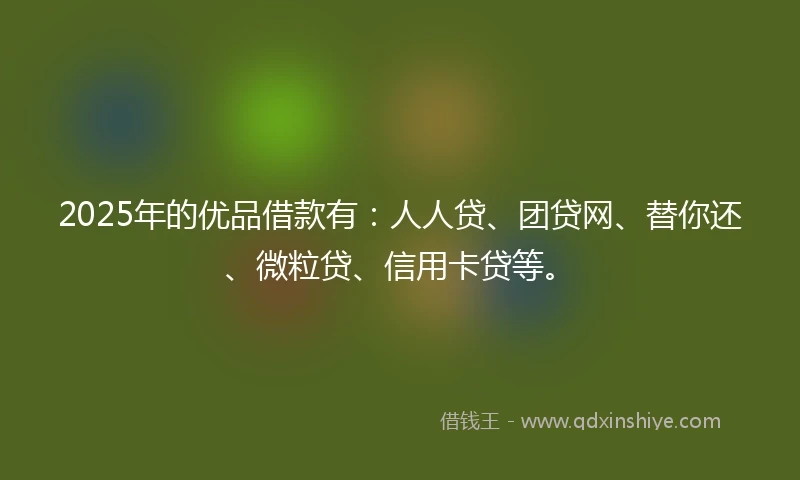 2025年的优品借款有：人人贷、团贷网、替你还、微粒贷、信用卡贷等。