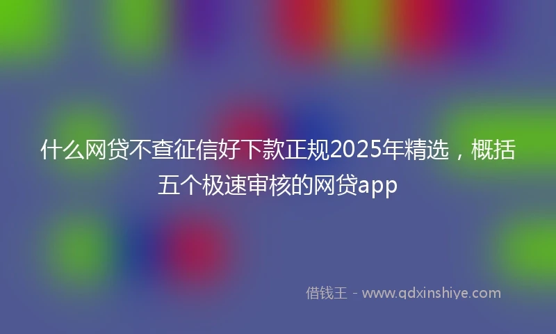 什么网贷不查征信好下款正规2025年精选，概括五个极速审核的网贷app
