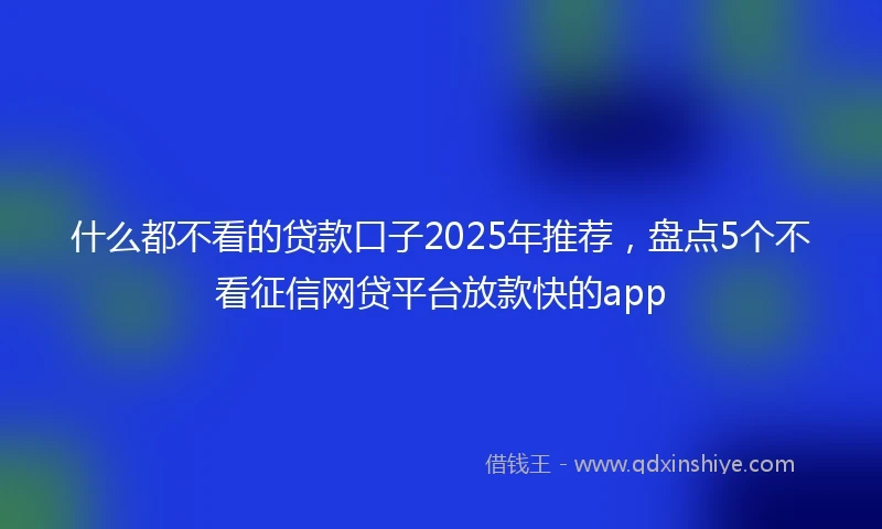 什么都不看的贷款口子2025年推荐，盘点5个不看征信网贷平台放款快的app