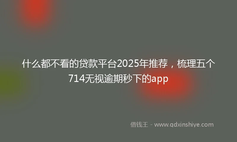 什么都不看的贷款平台2025年推荐，梳理五个714无视逾期秒下的app