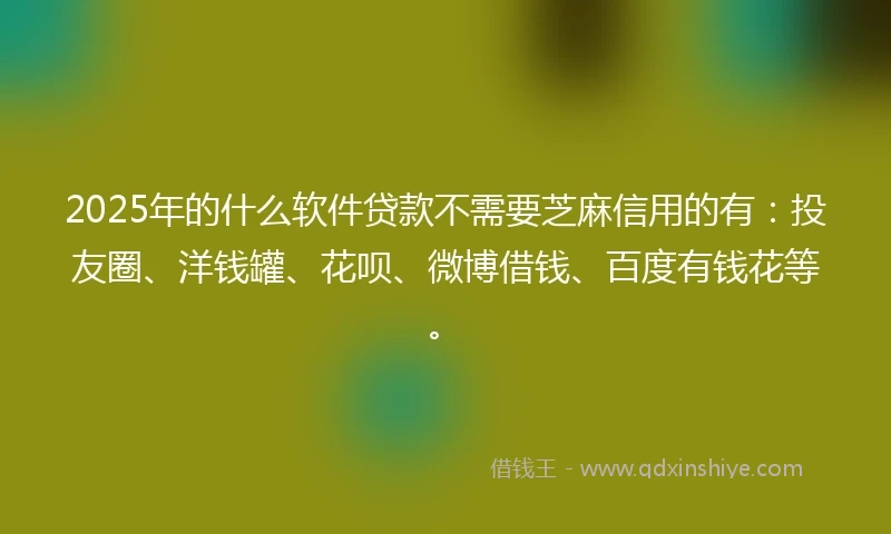 2025年的什么软件贷款不需要芝麻信用的有：投友圈、洋钱罐、花呗、微博借钱、百度有钱花等。