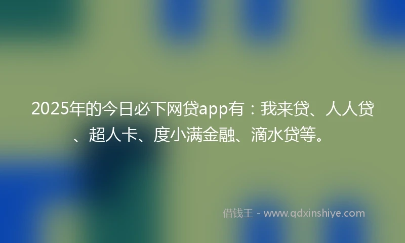 2025年的今日必下网贷app有：我来贷、人人贷、超人卡、度小满金融、滴水贷等。