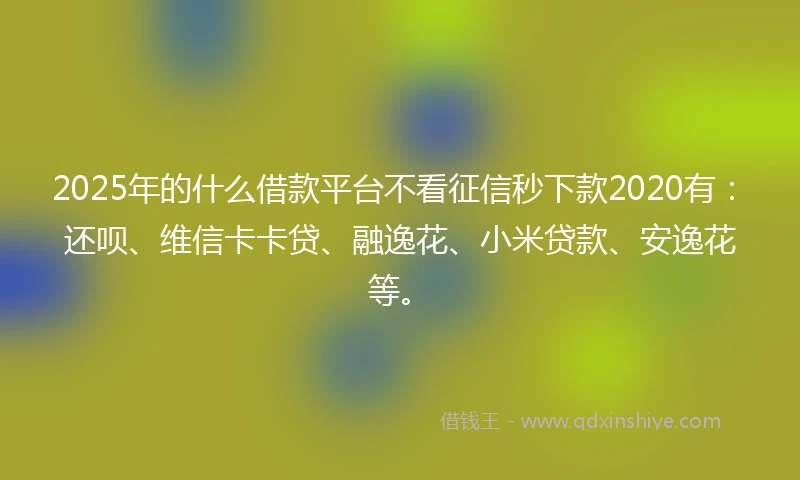 2025年的什么借款平台不看征信秒下款2020有：还呗、维信卡卡贷、融逸花、小米贷款、安逸花等。