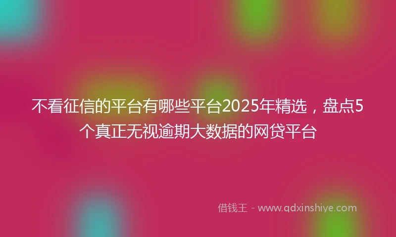 不看征信的平台有哪些平台2025年精选，盘点5个真正无视逾期大数据的网贷平台