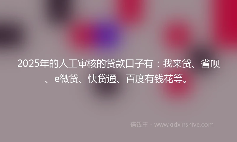 2025年的人工审核的贷款口子有：我来贷、省呗、e微贷、快贷通、百度有钱花等。