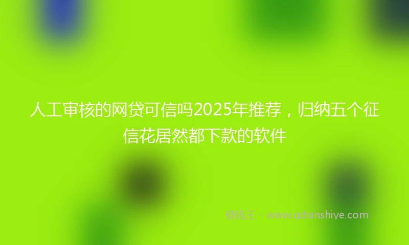 人工审核的网贷可信吗2025年推荐，归纳五个征信花居然都下款的软件