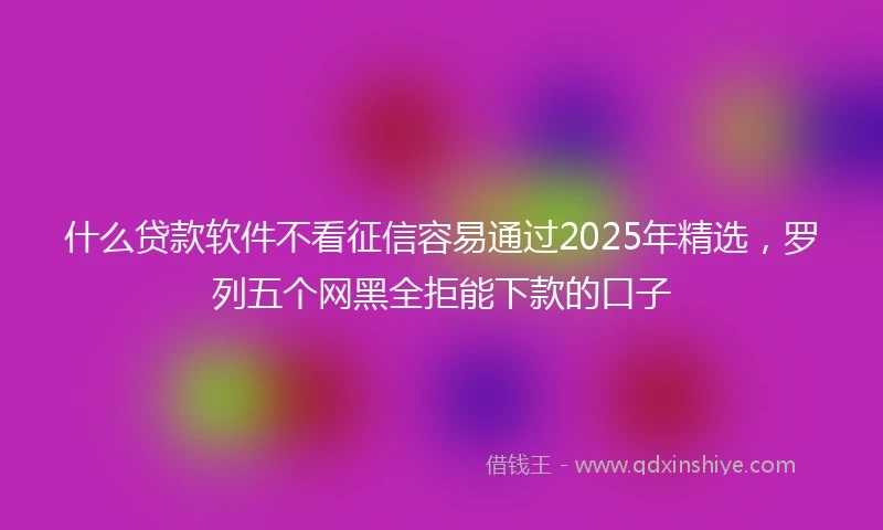 什么贷款软件不看征信容易通过2025年精选，罗列五个网黑全拒能下款的口子
