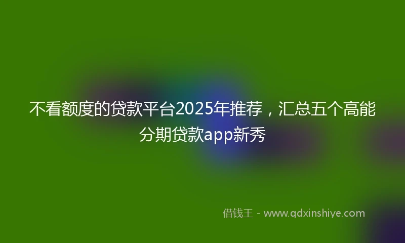 不看额度的贷款平台2025年推荐，汇总五个高能分期贷款app新秀
