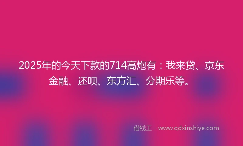 2025年的今天下款的714高炮有：我来贷、京东金融、还呗、东方汇、分期乐等。