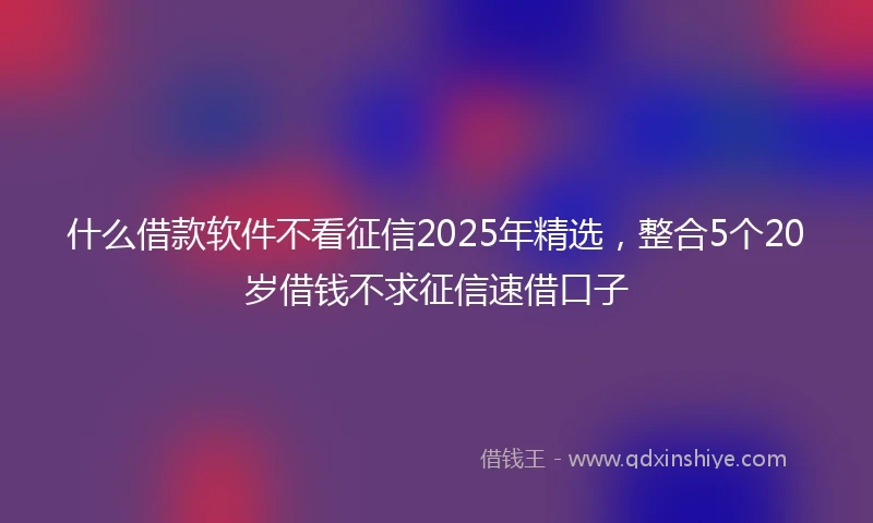 什么借款软件不看征信2025年精选，整合5个20岁借钱不求征信速借口子