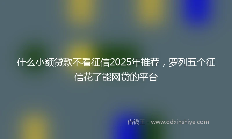 什么小额贷款不看征信2025年推荐，罗列五个征信花了能网贷的平台