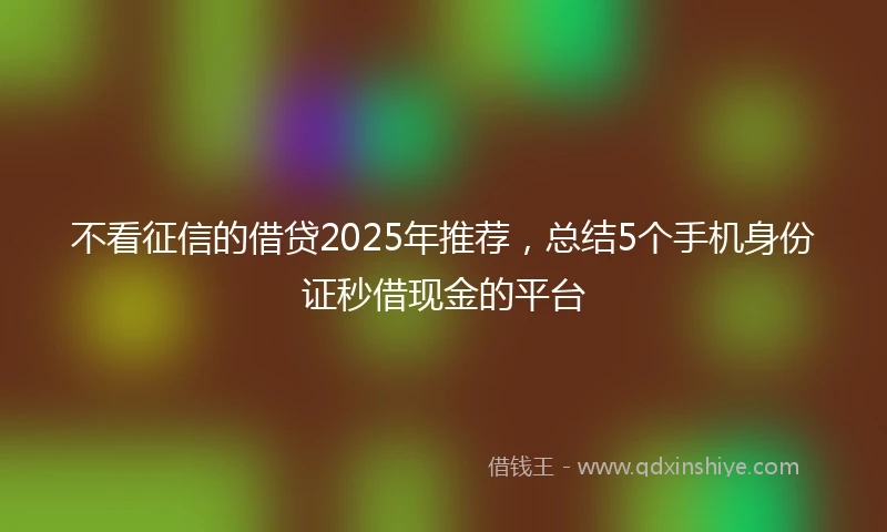 不看征信的借贷2025年推荐，总结5个手机身份证秒借现金的平台