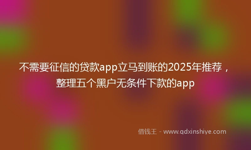 不需要征信的贷款app立马到账的2025年推荐，整理五个黑户无条件下款的app