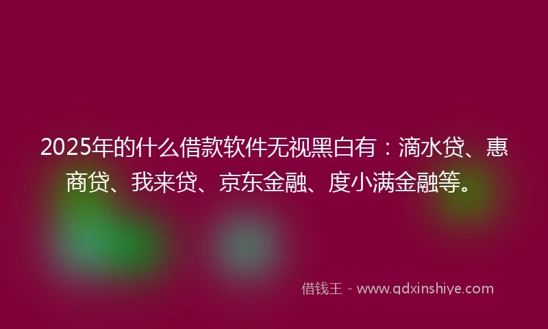 2025年的什么借款软件无视黑白有：滴水贷、惠商贷、我来贷、京东金融、度小满金融等。