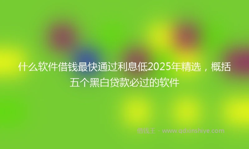 什么软件借钱最快通过利息低2025年精选，概括五个黑白贷款必过的软件